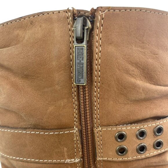 Harley Davidson Women Sz 6.5 Maribel Suede Leather Tall Slouch Heeled Zip Boots - Picture 7 of 16
